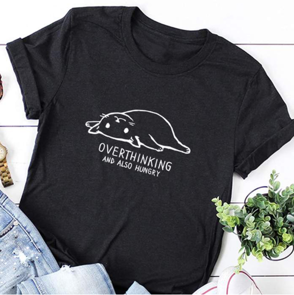 Overthinking And Also Hungry Cat T-Shirt (60% OFF TODAY!)